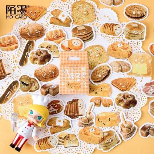 46 pcs/box Cute bread expression Decorative box Stickers set Scrapbooking Stick Label Diary Stationery Album
