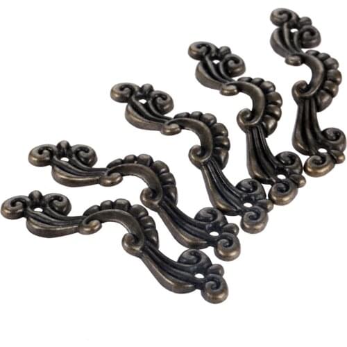 5Pcs Zinc Alloy Vintage Flower Drawer Handle Wooden Gift Jewelry Box Furniture Wardrobe Drawer Cabinet Door Pulls Handle 56*17mm