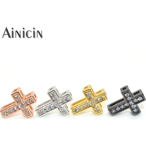 50pcs High Quality Hollow Out Cross Connectors Rhinestone Crystal Setting Loose Beads Gold Silver Gun Metal Color DIY Findings