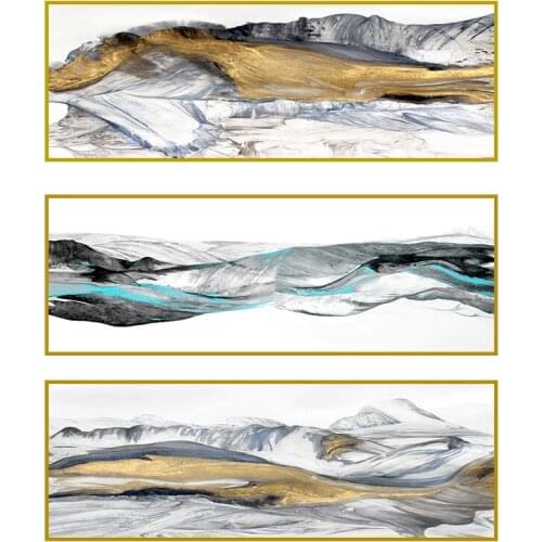 Abstract Mountain Peak Picture Home Decor Wall Art Canvas Painting Gold Marble Art Scenery Posters and Prints for Bedroom Decor