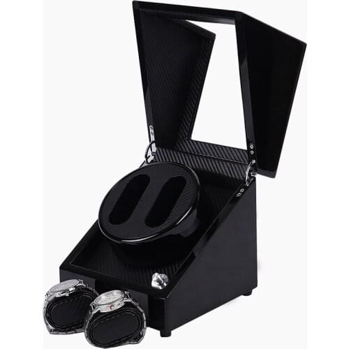 Automatic Watch Winders Box Double Rotator Mechanical Winding Watch Cabinet Organizer Carbon Fiber Black Paint Mute Storage Box