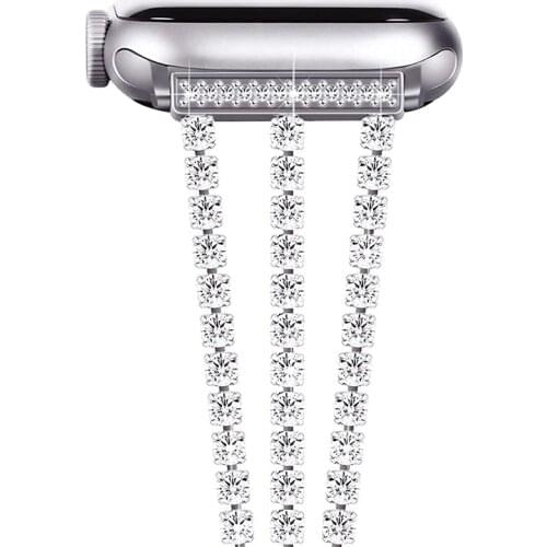 Luxury Diamond Stainless Steel Strap For Apple Watch 6 5 3 Band 40/44mm Woman Jewelry Bracelet For iWatch Serie 6 SE 4 3 38/42mm