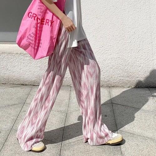 Womens pants spring summer pink tie dye straight Wide leg trousers female high waist casual sweatpants fashion women clothes