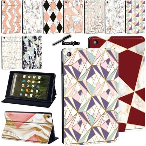 Tablet Case for Amazon Fire 7 (5th 7th 9th)/HD 8 (6th 7th 8th)/HD 10(5th 7th 9th) Pu Leather Print Pattern Protective Cover