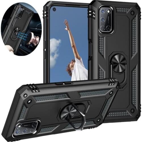 Fundas Cover For OPPO A52 A72 Shockproof Armor Stand Holder Car Ring Phone Case For OPPO A92 A 52 72 92 TPU Bumper Shell Coque