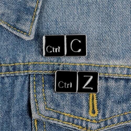 Ctrl C Ctrl Z Enamel Pin Keyboard Shortcut Brooches for Bag Lapel Pin Custom Badge Office Worker Jewelry Gift Friends Wholesale