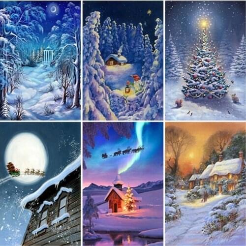 DIY Winter Snow House 5D Diamond Painting Full Square Drill Rhinestone Mosaic Scenery Diamond Embroidery Handicrafts Home Decor
