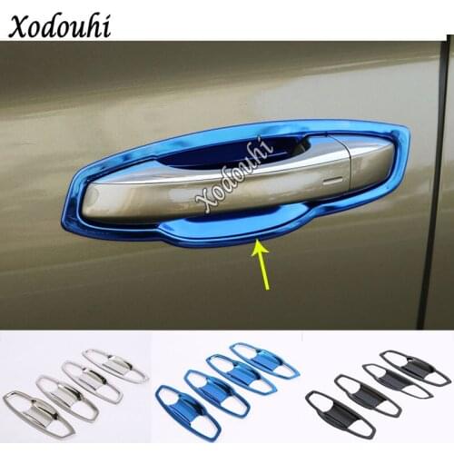 For Skoda Kodiaq 2017 2018 2019 2020 Car Body Cover Trim Stainless Steel External Door Armrest Bowl Stick Lamp Frame Panel 8pcs