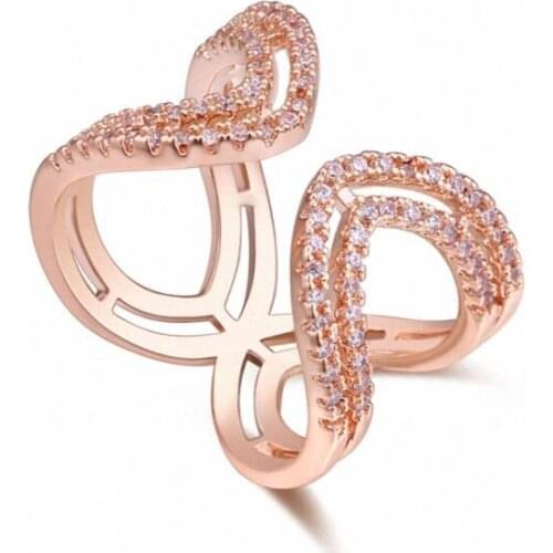 TRACYSWING Element Brand Real AAA Zirconia Micro Inlays Rose Gold Color Ring Party For Women Valentine Gift Th-129780