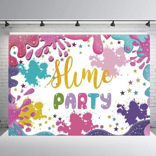 BEIPOTO Slime Theme Party Backdrop Glitter Colorful Splatter Girl Baby Shower Birthday Photography Background Banner studio B363