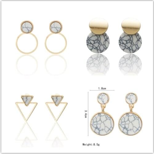 Temperament personality fashion simple geometric earrings European and American marbled earrings earrings women