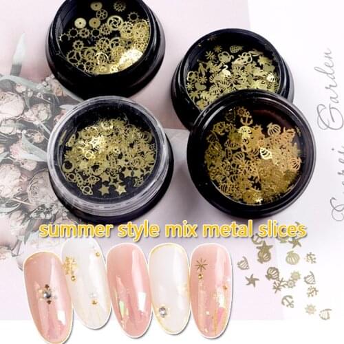 Summer Style Metal Charm Mixed Design Nail Metal Slice DIY Acrylic Nails Accessories Nail Art Decoration