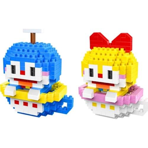 Lovely Fairyland cartoon Teacup Mickey Minne micro diamond block nanobrick Doraemon Dorami building brick educational toys