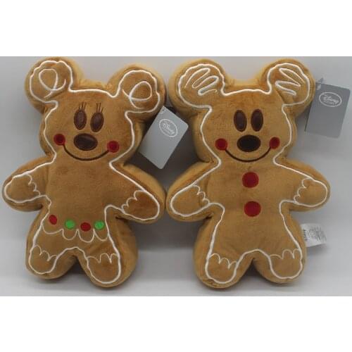 Cartoon 32cm Mickey And MinniMouse Gingerbread Man Plush Toys Stuffed Baby Appease Doll Biscuits Man Pillow for Kids Gift