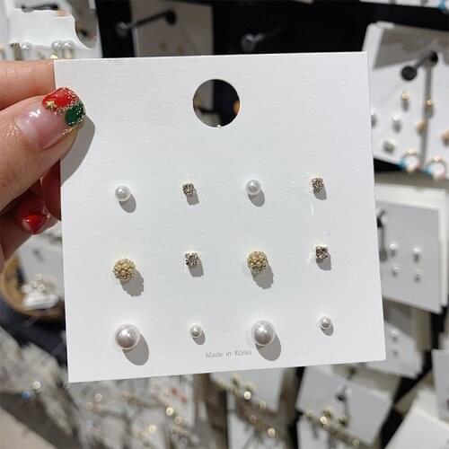 12pcs/set Pearl Crystal Stud Earring Set For Women Simple Cute Small Earrings 2021 New Fashion Korean brincos Jewelry