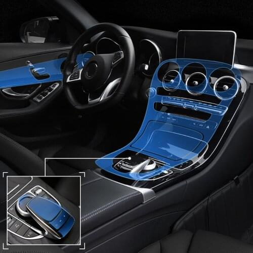 TPU Stickers For Mercedes Benz C Class C200 Interior Invisible Protective Film Center Console Control Panel Car-Styling