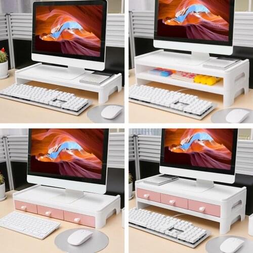 Drawer Holder Desk Storage Box Organizer For LCD Monitor Desktop Computer Base Bracket Stand Space Saving Computer Accessories