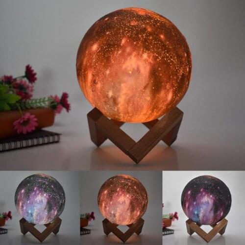 New Arrival 3D Print Star Moon Table Lamp Colorful Change Touch Home Decor Creative Gift Usb Led Night Light Galaxy Desk Lamp