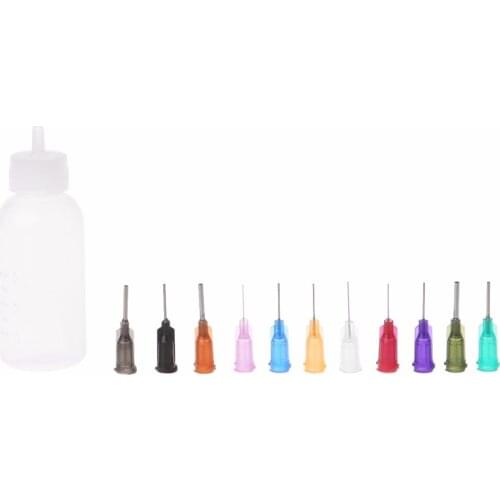 OOTDTY 1 Set 30ml Transparent Dispensing Dispenser Bottle For Rosin Solder Flux Paste with 11 Needles #1A31024