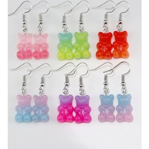Originality statement minimalist dangle earring jelly Cartoon Animal drop earrings fashion Resin Gummy Bear earings for women