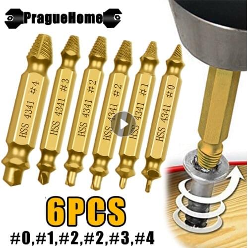 6pcs Screwdriver Damaged Screw Extractor Drill Bit Set Take Out Broken Screw Bolt Remover Stripped Screws Extractor Demolition
