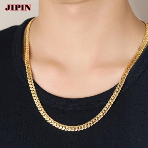 Fashion New Cuban Chain Necklace Men Gold Color Stainless Steel Choker Men For Women Necklace Jewelry Gift B01010