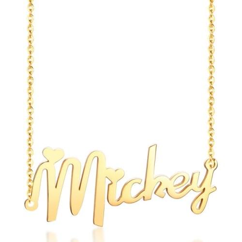 Personalized Custom Name Pendant Necklace Customized Cursive Heart Nameplate Necklace Stainless Steel Birthday Gift