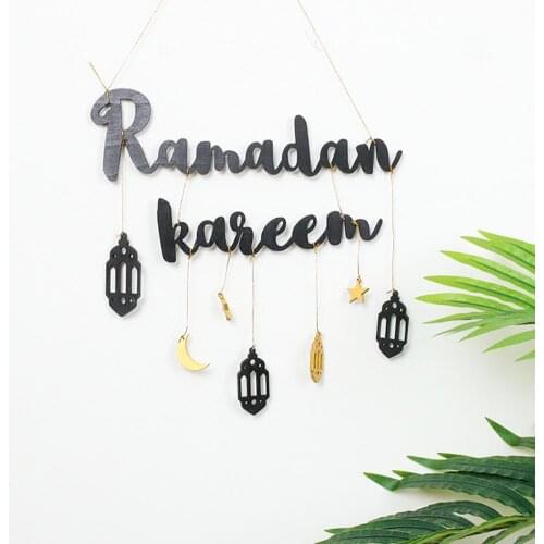 Ramadan Kareem Letters Wall Hanging Decor Star Moon Eid Mubarak Bedroom Living Room Background Wall Decoration