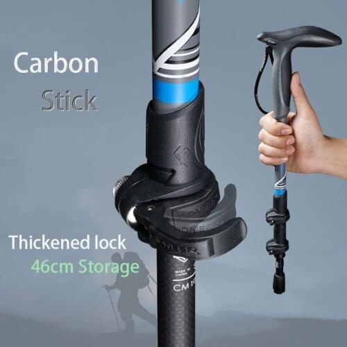 Walking Stick Carbon Fiber Trekking Poles Carbon Fiber Pole Hiking Accessories Telescopic Baton Rubber Tips 1pcs