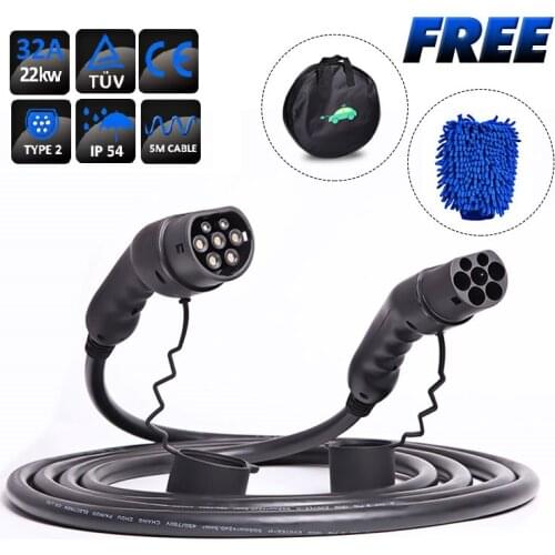 Tuv CE Type 2 Plug IEC 62196 32A 22KW 5M EV Cable for Electric Car Charger with 1 Year Warranty