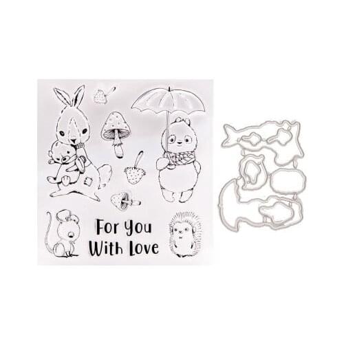 Reunion Easter Bunny Clear Stamps and Metal Cutting Dies DIY Scrapbooking Paper Album Crafts Seal Cards Blade Punch Stencils