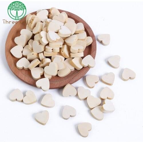 50pcs Natural Wooden Heart Wooden Spacer Beads For Jewelry making DIY kids