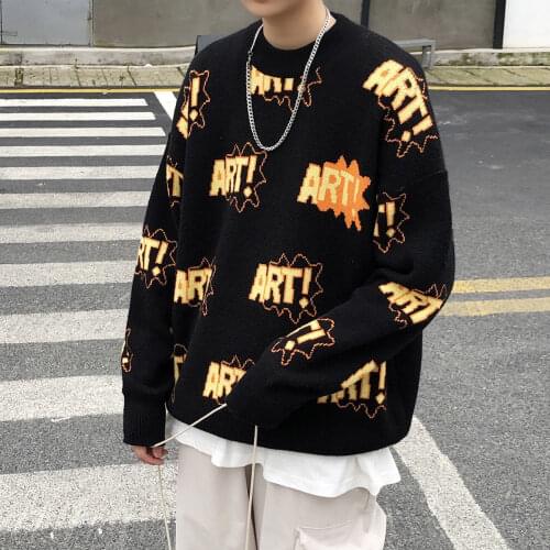 Woman Korean Streetwear Woman Sweaters 2021 Autumn Winter Mens Sweater Casual Graphic Printed Pullovers Clothing