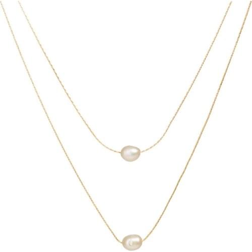 2020 Fashion Jewelry New Double Layer Gold Chain Natural Freshwater Pearl Necklace Colier Femme Choker Necklaces For Women