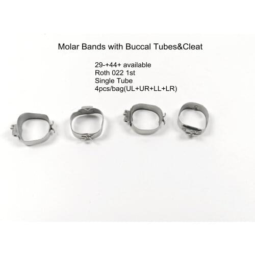20Kits-80pcs Dental Orthodontic Molar Bands With Buccal Tubes&Cleats Single Tube Roth 022