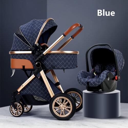 2020 Luxury Baby Stroller 3 in 1 with Car Seat Portable Reversible High Landscape Baby Stroller Hot Mom Stroller Travel Pram