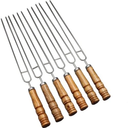 3PCS U-Type Barbecue Fork Stainless Steel Double Needle BBQ Fork Skewers For Shish Kebab Outdoor Camping Barbecue Tool