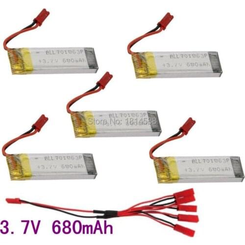 5pcs 3.7V 680mAh Lipoly Battery UDI U817 U818A U818 V929 V959 V212 V222 S032G RC Quadcopter