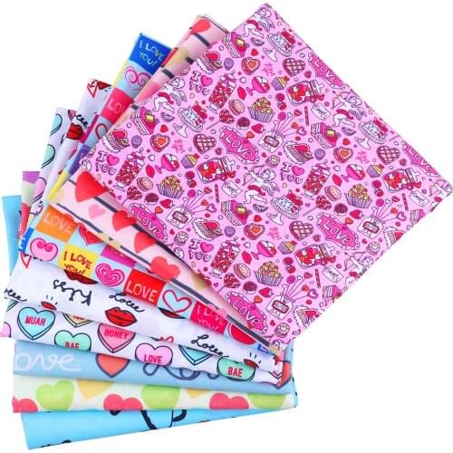 50 * 140cm/piece love heart polyester and cotton fabric printed polyester fabric sewing home textile clothing patch patchwork