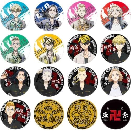 Anime Tokyo Revengers surrounding creative personality round brooch cartoon print decorative badge