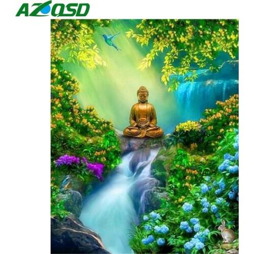 AZQSD Diamond Painting Buddha Portrait Home Decor Needlework Diamond Embroidery Religion Icon Gift Handmade Rhinestones Pictures