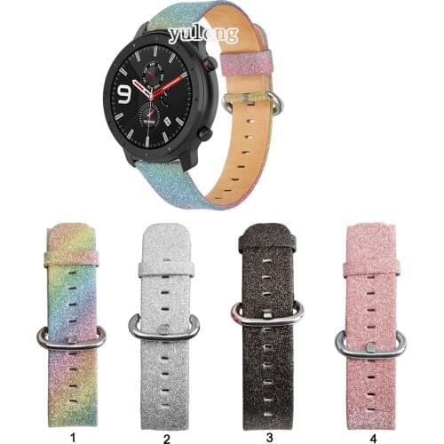 22mm Shiny Bling Glitter Leather Watch Band Strap for Huami Amazfit Pace Stratos 2 2S 3 Smart Watch Wrist band for GTR2 GTR 47mm