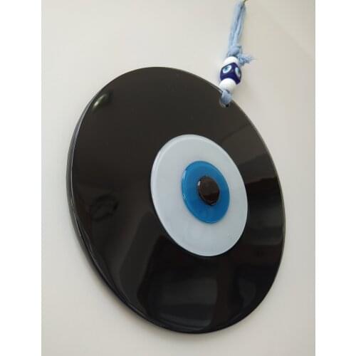 Black Evil Eye 20 cm Big Glass Bead Pendant Turkish Handmade Amulet for Wall Hanging Ojo Turco Talisman Boho Home Decor