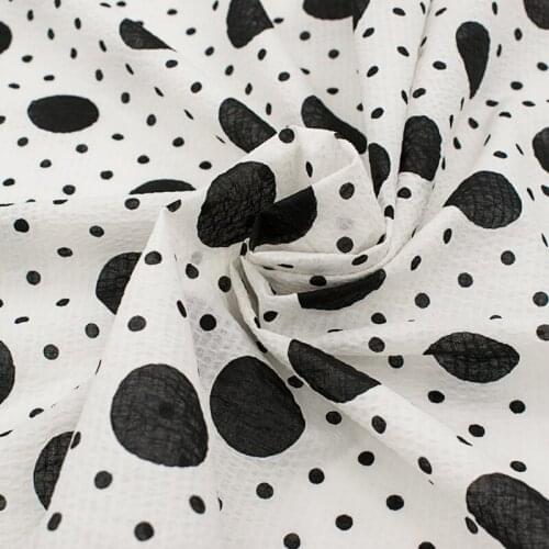Black Wave Point Salt Shrinkable French Foam Cotton Fabric For Dress Tissus Au MÈTre Telas Algodon Estampadas Ткань Для Шитья