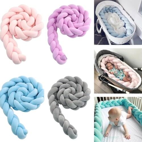 1M/1.5M/2M/3M/4M Infant Bed Baby Room Decor Bumper Knot Crib Sleep Bed Pads Nordic Newborn Bed Bumper Knotted 3 Braid Pillows