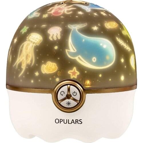 Baby Night Light Projector,Rechargeable Bedside Lamp 360° Rotation with 6 Scene Films,for Bedroom Decor