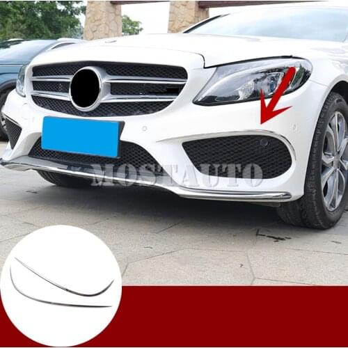 For Benz C Class W205 S205 Front Bumper Grille Fog Light Trim Cover 2014-2018 2pcs Car Accessories Interior Car Decor Car Trim