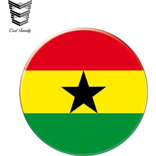 EARLFAMILY 13cm x 13cm Auto Moto Bike Suitcase Laptop Flag Round Ghana Decal Reflective Car Sticker Waterproof 3D Car Styling