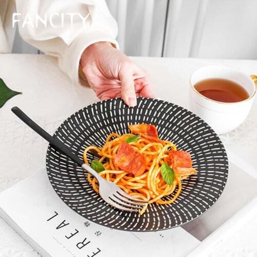 FANCITY Western plate steak plate home European style pasta flat plate creative Japanese simple round dish plate