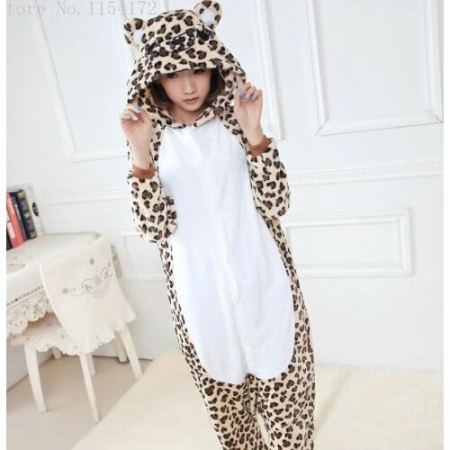 Kigurumi Leopard Animal Onesies Pajamas Cartoon Costume Cosplay Pyjamas Adult Onesies Party Dress Halloween Pijamas